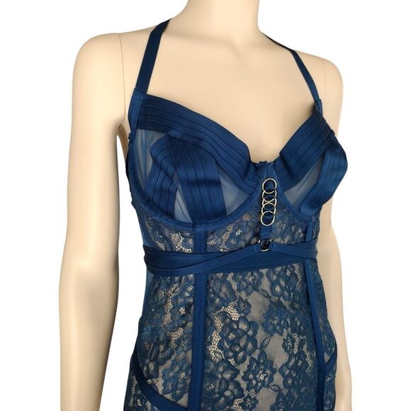 Torrid Poseidon Blue Straps And Rings Plus Size Sexy Lingerie Lace Bodysuit - Picture 8 of 14